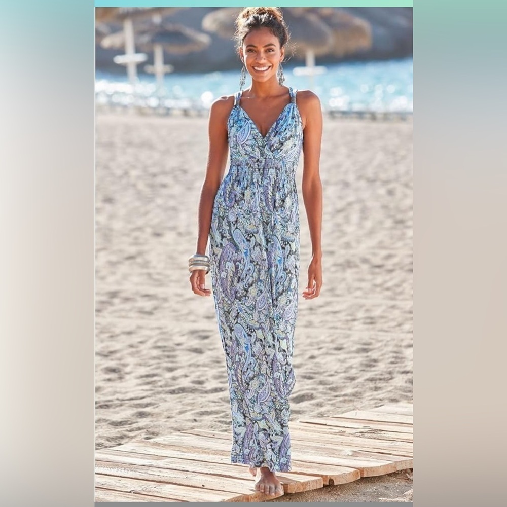 LASCANA Women's Paisley Print Maxi Dress XS